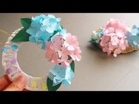 紙で作る可愛い紫陽花のリースの作り方 - DIY How to Make Hydrangea Paper Flower - YouTube