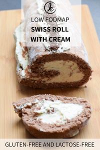 Low FODMAP and gluten-free Swiss roll. A delicious Swiss roll filled with cream. Simple to make and so tasty! Also lactose-free #FODMAP #glutenfree #lactosefree #swissroll