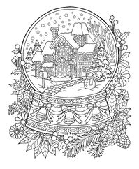 Christmas Snow Globe Coloring Page