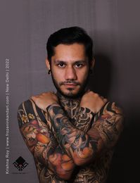 In a society where people throw judgements on women for wearing certain clothes, makeup, choosing an offbeat professoin and what not? Krishna Roy 29 old female, a Delhi based Tattooist and visual artist has made her way to world record by making a full body suit tattoo on a delhi based resident Tarun Sharma in japanese theme over a period of 3 months in year 2022. _ #tattoostereotypes #tattooworldrecord #fullbodytattooinindia #fullbodytattooinindia #newdelhitattoos #newdelhitattooartist #delhi