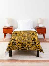 "Black & Yellow Traditional Oriental Moroccan Style Artwork" Comforter for Sale by Arteresting | Redbubble