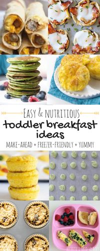 Healthy Toddler Breakast Ideas | These easy and nutritious recipes are perfect for toddlers. Easy for little hands to hold, these prep-ahead recipes are great for busy mornings as they can be made over the weekend! Some of these easy toddler breakfasts are freezer-friendly, gluten-free, and great for the whole family!