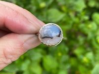 Sterling Silver Round Dendritic Agate Statement Ring - Earthy Natural Gemstone Statement Ring - Handmade Sterling Silver White Agate Ring by AccentYourself on Etsy
