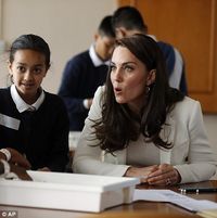 An animated Kate chatted to children as she attended a lesson which focused on plastic in the sea at the charity's final Land Rover BAR Roadshow, at at the Docklands Sailing and Watersports Centre in London