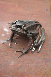 Scrap Metal Sculpture of a Frog Reclaimed by GreenHandSculpture