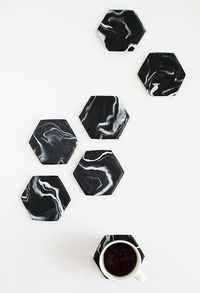 DIY Marble Hexagon Coasters