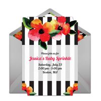 This floral-inspired baby sprinkle invitation design is a perennial favorite on Punchbowl! We love it as an invitation for inviting friends and family to a baby sprinkle for baby #2 or #3.