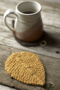 Knit these cute leaf coasters with Lion Brand Fishermen's Wool and size 7 knitting needles. Find this pattern on Ravelry.