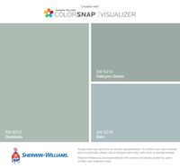 I found these colors with ColorSnap® Visualizer for iPhone by Sherwin-Williams: Quietude (SW 6212), Halcyon Green (SW 6213), Rain (SW 6219).
