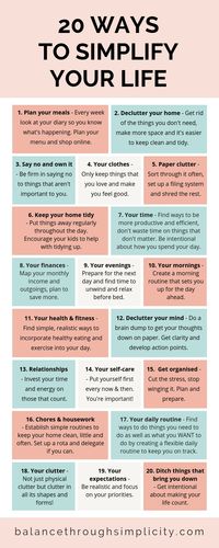 Find ways to simplify key areas of your life and you'll create a life that's easier, with more time, space and freedom for the things you WANT to do, not just what you HAVE to do. Check out my post for 20 easy, actionable steps to simplify your life and why they matter. They're not difficult to do, won't cost you lots (if any) money, take a long time or be yet another thing for you To Do list. #simplify #declutter #minimalistliving #minimalism #selfcare #motherhood #lifestyle #simpleliving