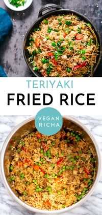 This Vegan Instant Pot Teriyaki Fried rice is packed with colorful veggies, sesame seeds and a sweet and salty teriyaki sauce. It makes a delicious Asian one-pot dinner! An easy Japanese restaurant-style fried rice that is ready in 20 minutes making it family-friendly for busy weeknight dinners.