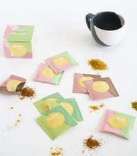 Try all three superfood latte blends by Golde in this pretty sampler box. We love the Original Turmeric and Cacao Turmeric as a way to spice up our morning coffee. The Matcha Turmeric Latte makes a refreshing treat over ice or served hot. Simply add the single serve packet to your drink of choice and blend or whisk to combine. Founded in 2017 by Trinity Mouzon Wofford and Issey Kobori, Golde set out to bring good vibes to the wellness industry by making superfood-boosted essentials for health an