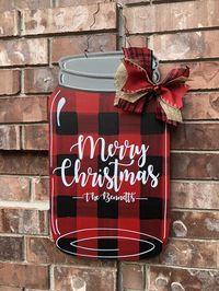 Christmas Door Hanger Buffalo Plaid Door Hanger Christmas | Etsy