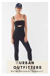 #urbanoutfitters #afflink Bodycon jumpsuit from Motel with a bandeau top trimmed with strap detailing. Peek-a-boo cutout above the waist. Content + Care - 95% rayon, 5% spandex - Machine wash - Imported