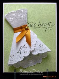 Bridal shower card made with a doily. What a great and cheap idea!