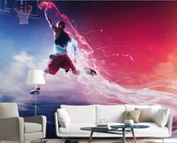 Cool design basket ball slam dunk wallpaper mural for sports enthusiasts.