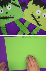 This Frankenstein monster treat bag craft makes a great Halloween craft for kids. Card and paper are used to create this unique treat bag!