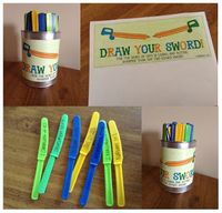 Draw Your Sword game to familiarize kids with Bible and help with Scripture memorization. From Look to Him and be Radiant's Armor of God lessons