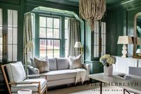 ASHLEY GILBREATH INTERIOR DESIGN: A home office of every girl's dream~ The millwork detail in this moody study is impeccable. We love finishing out a room using the same color on the trim and the wall in a high glossy finish.