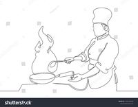 Continuous line drawing of chef cooking gourmet meal,chef preparing food.The cook prepares food in the kitchen #Ad , #spon, #chef#cooking#gourmet#Continuous