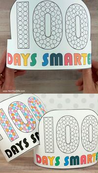 100 days smarter ccoloring crown for kids #100daysmartercrown #100daysofschoolcraft