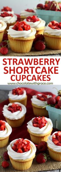 Strawberry Shortcake Cupcakes - not the recipe my grandmother would have been using, but sure look yummy!