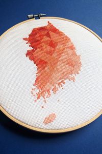 Map of South Korea for cross stitching. Simple geometric color scheme in coral color palette. Personalized gift idea for a friend or travelling sister. DIY travel wall decor This PDF counted xstitch pattern available for instant download. ***DETAILS*** Piece on the picture is stitched on: Aida 54/10 (14 ct) Number of strands: 3 Floss: DMC Number of colors: 9 Design Area: 49w x 88h Stitches