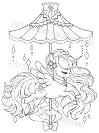 Himmlisches Karussell - Aurora Alicorn - offene Lineart - digitalen Stempel