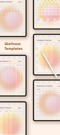 These are a Hydration tracker, a Sleep tracker, a Vitamine tracker and a Mood tracker templates. You can find them in the Undated Digital Planner clicking the link above! It can be used with your tablet or iPad Apps, such as GoodNotes, Notability, Noteshelf, Xodo, etc.