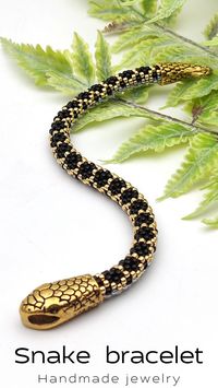 Wonderful beaded snake bracelet will be a great gifts for men or women. #snakebracelet #beadedbracelet #handmade #bracelet #Ouroborosbracelet