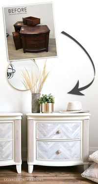 Herringbone Bedstand Makeover - Salvaged Inspirations
