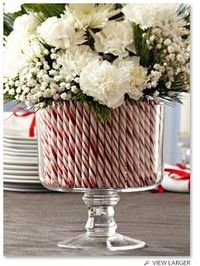 candy flower vase - an easy way to decorate for Christmas