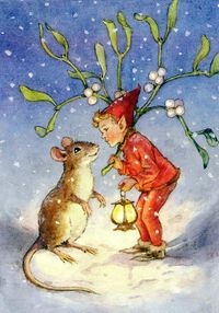 Lovely Elf & Mouse Pick Up Mistletoe's Branches. by Artgaze