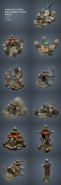 Orc RTS Building Set Low Poly - 3DOcean Item for Sale - $110