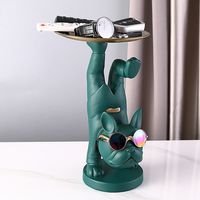 Product Description Cool bulldog ornaments : home, office, hotel, store, table decoration Parcel including : bulldog , metal tray , eyeglasses Items material : high quality resin Technology : handicrafts , painted , colorfast Statues size : as same as pictures display Feature : modern home decor , animal head sculpture , candy tray , fruit dish , key disk