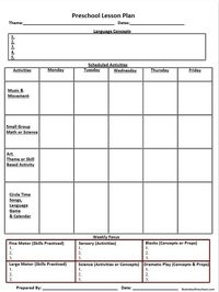 blank preschool weekly lesson plan template | ... my printable lesson plan PDF file to organize your weekly lesson plan
