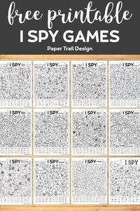 12+ I Spy Game Printables. Fun I Spy activity free printables for a rainy day, road trip, classroom party activity for kids. #papertraildesign #Ispy #Ispygames #Ispyprintables #Ispyactivity #classroomparty #classroomcelebration