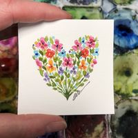 A fun 3”x3” painting #watercolor #art #homedecor #flowers #artwork #painting #artist #fineart #interiordesign