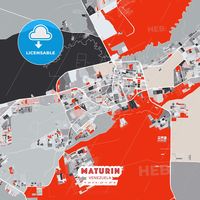 Maturin, Venezuela - modern street map poster template with gray and red tones ... #printable #download #map #design #pdf #vector #crazy #colorful #city #license #template #poster #digital #hebstreit
