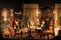 Tableau "SALON DE SHERLOCK HOLMES" signé Richard UNGLIK. Vous avez envie de réveiller la décoration d’une chambre d'ado ou même d'adulte ? Ou toute autre pièce de votre intérieur ? Amateur de littérature policière ou tout simplement du célèbre personnage de détective inventé par Conan Doyle, Sherlock Holmes, ce tableau devrait sans doute vous plaire.