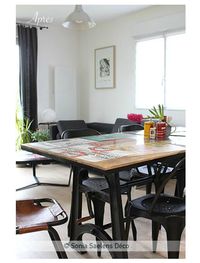 Intérieur décloisonné style loft - Coin repas meubles industriels