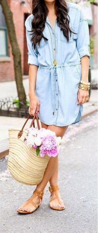 Love this denim chambray dress for the spring!
