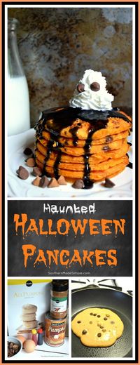 Haunted Halloween Pancakes - This super spooky short stack of pumpkin pancakes is perfect on a haunted Halloween morning!