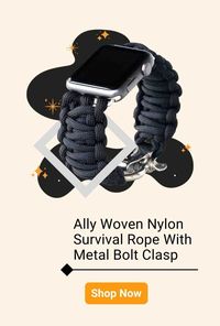 Our Ally apple watch band is made from woven nylon and gives the appearance of survival rope, it is secured to your wrist using a metal bolt clasp. Designed to never fall off, no matter the conditions, we know you'll love this watch band for it's unique look and it's heavy duty build. ✅In Stock Now ✅Free Shipping With USPS