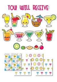 Cocktail clip art cocktail clipart kawaii clip art kawaii | Etsy
