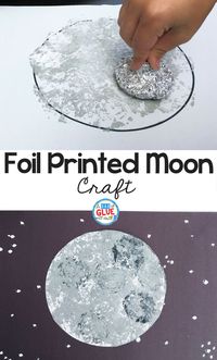 I have a space-obsessed kid in my house, so we love to do space crafts around here, and my son was very excited to do this moon craft! We made it extra fun and experimented with a different way to paint by making it foil-printed. This craft is great for preschool, kindergarten, first grade, or even older kids. It would also be a great art extension during a space theme in the classroom.