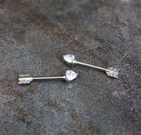 Arrow Nipple Ring Barbell 14G, Handset Heart Rhinestones Prong Nipple Piercing Jewelry, 316L Surgical Steel Body Jewelry
