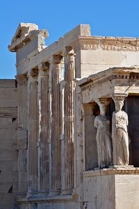 Caryatid porch of the Erechteion on Acropolis at Athens, Greece.