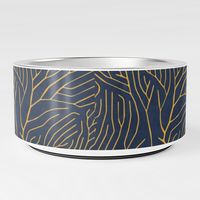 Coral line art pattern in dark navy blue and gold yellow. Sophisticated lines for a boho aesthetic. Art by MissBelle • Millions of unique designs by independent artists. Find your thing.