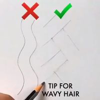 How to wavy hair, drawing skills, basic tricks, easy quick pencil sketching
